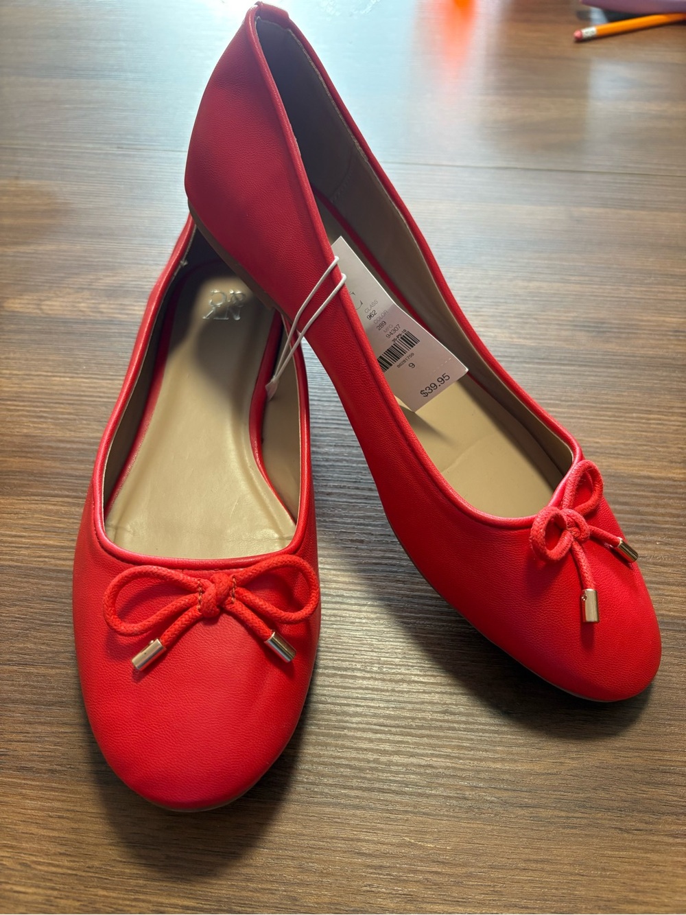 New York & Company Red Women's Bow Ballet Flats